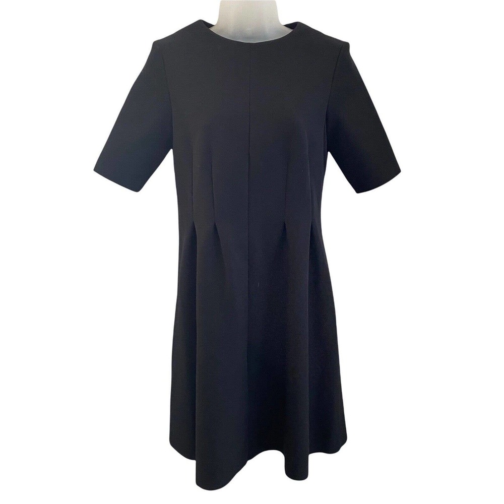 COS 6 Dress Fit & Flare Black Solid Thick Full Back Zipper Career